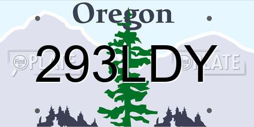 293LDY Oregon License Plate
