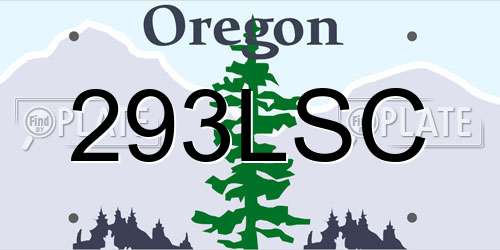 293LSC Oregon License Plate