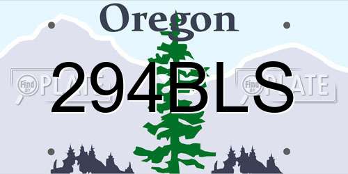 294BLS Oregon License Plate