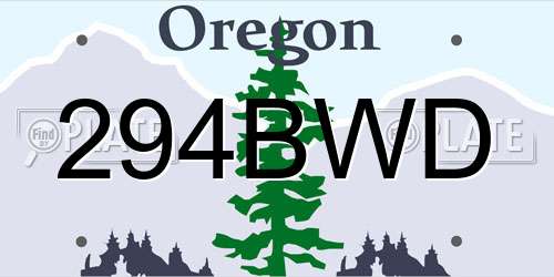 294BWD Oregon License Plate