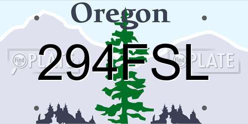 294FSL Oregon License Plate