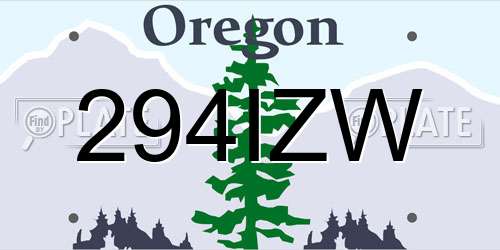 294IZW Oregon License Plate