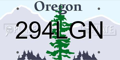294LGN Oregon License Plate