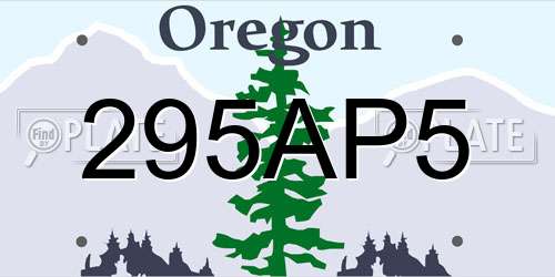 295AP5 Oregon License Plate