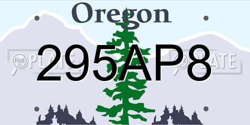295AP8 Oregon License Plate