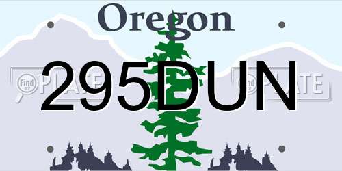 295DUN Oregon License Plate