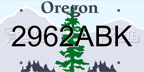 2962ABK Oregon License Plate