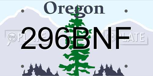296BNF Oregon License Plate