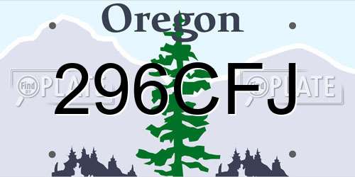 296CFJ Oregon License Plate