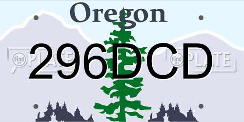 296DCD Oregon License Plate