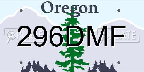 296DMF Oregon License Plate
