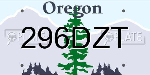 296DZT Oregon License Plate