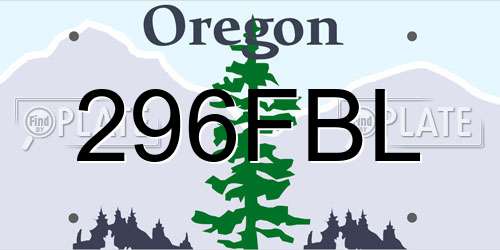296FBL Oregon License Plate
