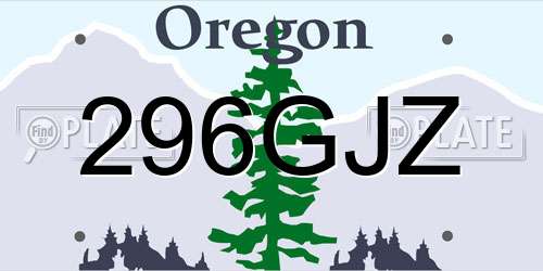 296GJZ Oregon License Plate
