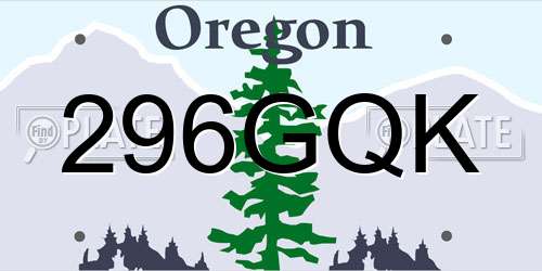 296GQK Oregon License Plate