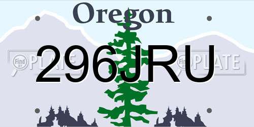 296JRU Oregon License Plate