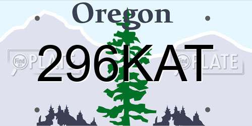 296KAT Oregon License Plate