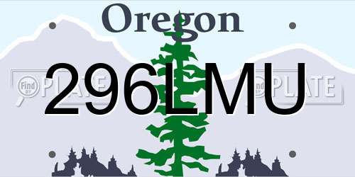 296LMU Oregon License Plate