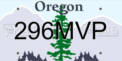 296MVP Oregon License Plate