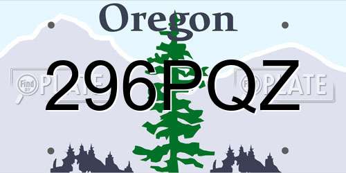 296PQZ Oregon License Plate