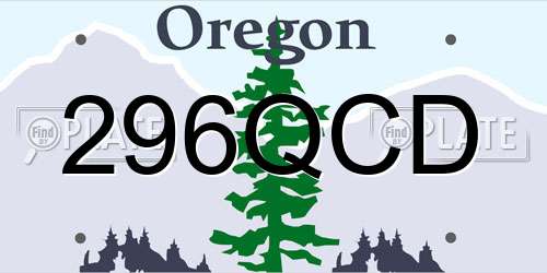 296QCD Oregon License Plate