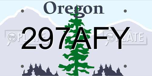297AFY Oregon License Plate
