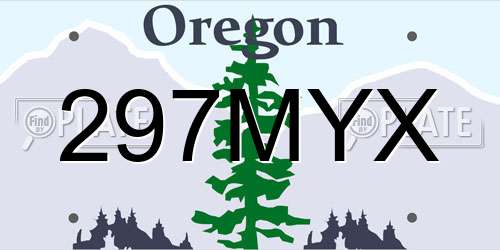 297MYX Oregon License Plate