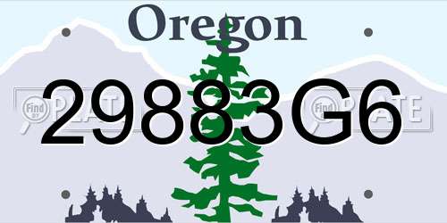 29883G6 Oregon License Plate