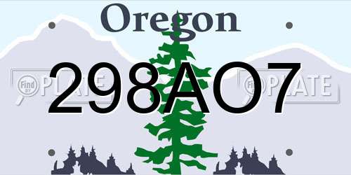 298AO7 Oregon License Plate