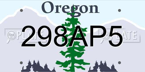 298AP5 Oregon License Plate