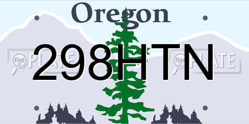 298HTN Oregon License Plate