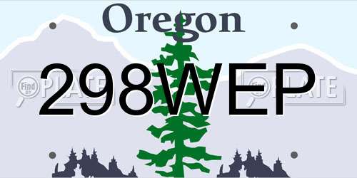 298WEP Oregon License Plate