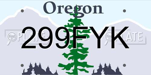 299FYK Oregon License Plate