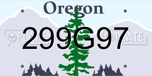 299G97 Oregon License Plate