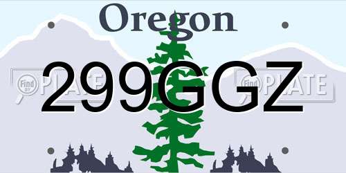 299GGZ Oregon License Plate