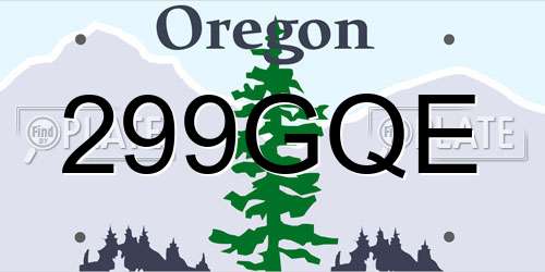 299GQE Oregon License Plate