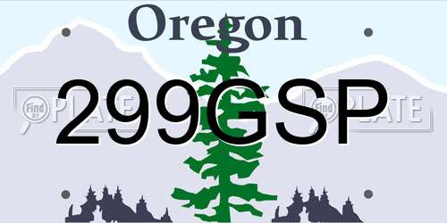 299GSP Oregon License Plate