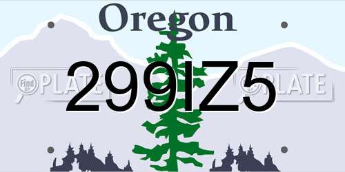 299IZ5 Oregon License Plate
