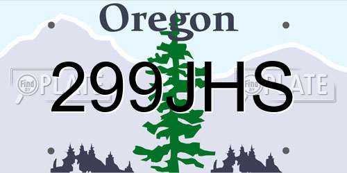 299JHS Oregon License Plate