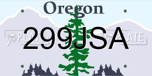 299JSA Oregon License Plate