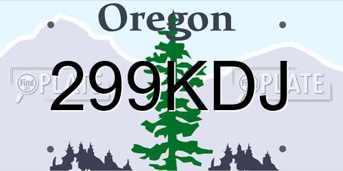 299KDJ Oregon License Plate