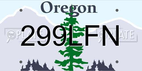 299LFN Oregon License Plate