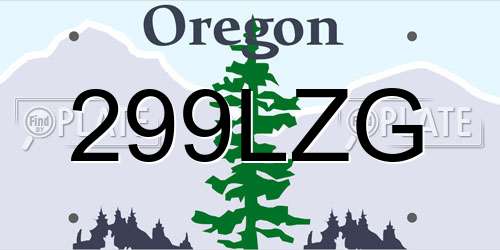 299LZG Oregon License Plate
