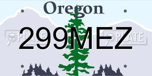 299MEZ Oregon License Plate