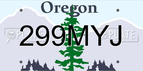 299MYJ Oregon License Plate