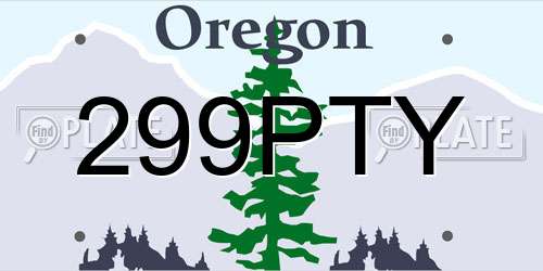 299PTY Oregon License Plate