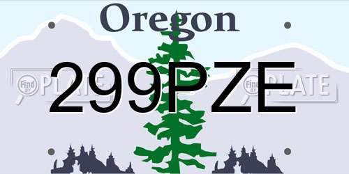 299PZE Oregon License Plate