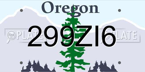 299ZI6 Oregon License Plate