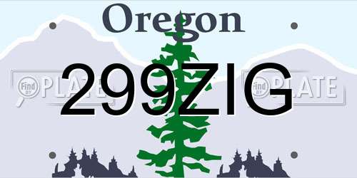 299ZIG Oregon License Plate