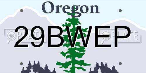 29BWEP Oregon License Plate